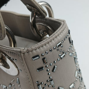 Pre-owned Christian Dior Lady Dior Grey satin  shoulderbag | stylenewstar