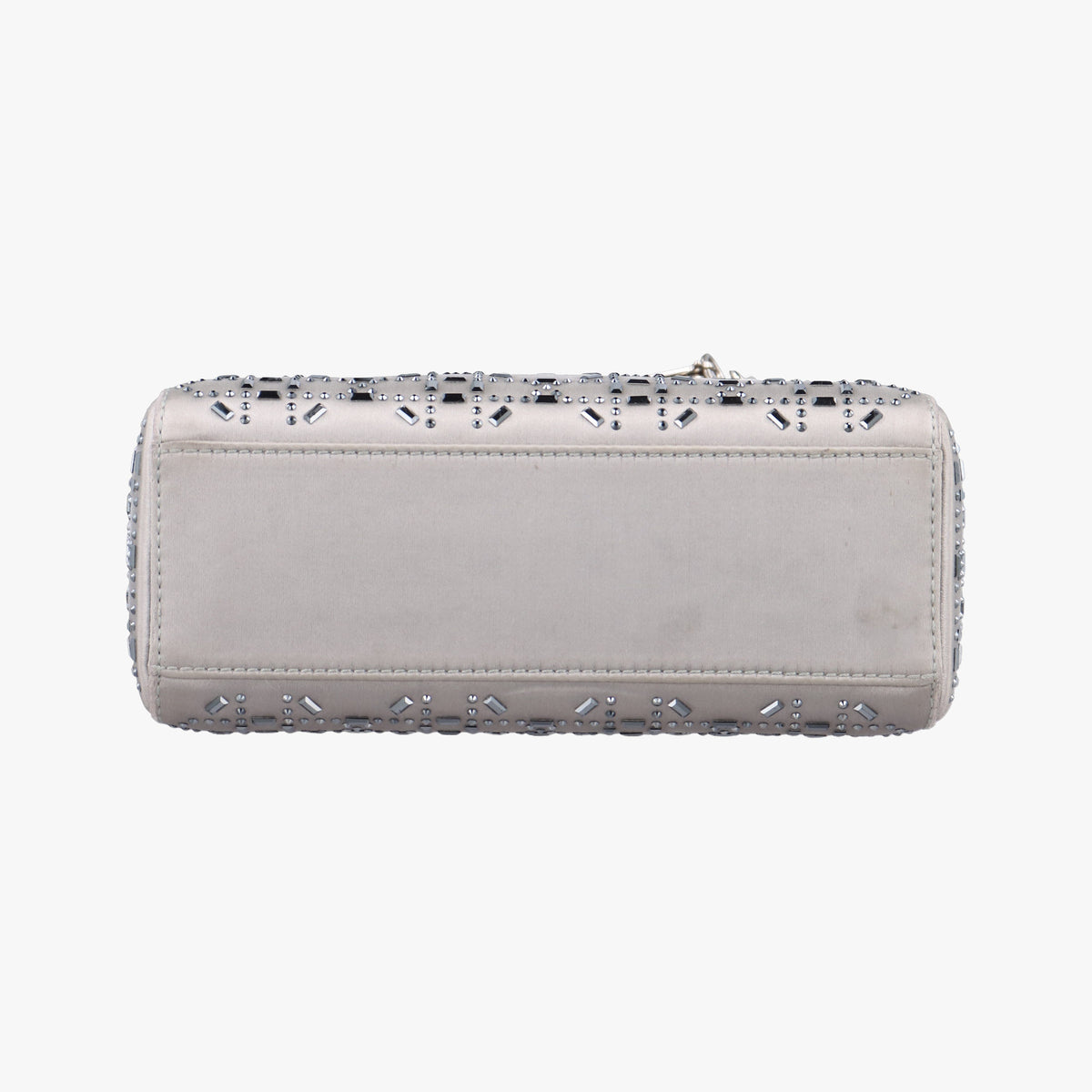 Pre-owned Christian Dior Lady Dior Grey satin  shoulderbag | stylenewstar