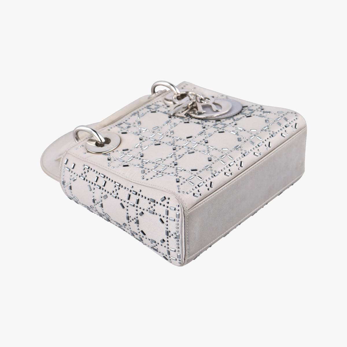 Pre-owned Christian Dior Lady Dior Grey satin  shoulderbag | stylenewstar