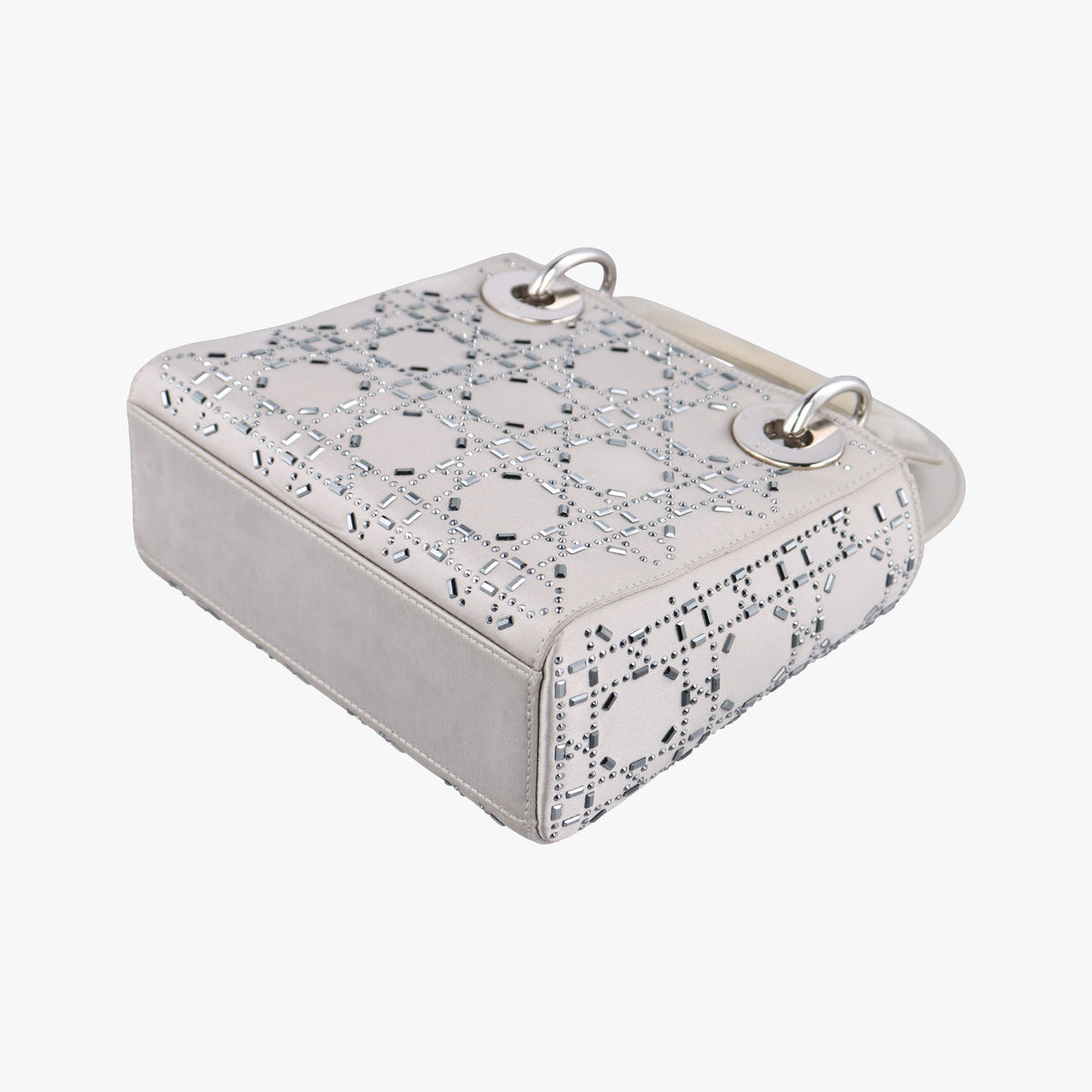 Pre-owned Christian Dior Lady Dior Grey satin  shoulderbag | stylenewstar
