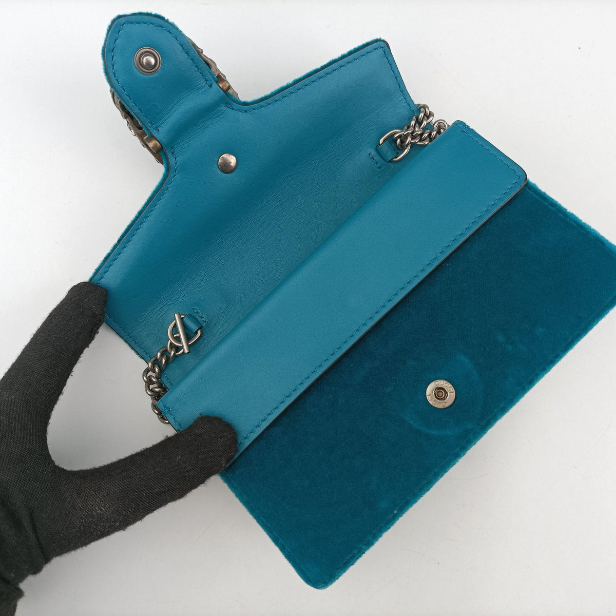 Pre-owned Gucci Dionysus Blue velour 476432 shoulderbag | stylenewstar