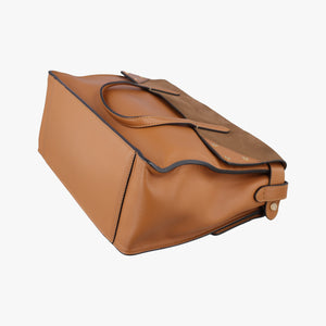 Pre-owned Fendi Flip Brown Suede × Leather 8BT303 shoulderbag | stylenewstar