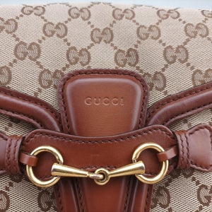 Pre-owned Gucci Horsebit Lady Web Beige×Brown Canvas×Leather 383848 shoulderbag | stylenewstar