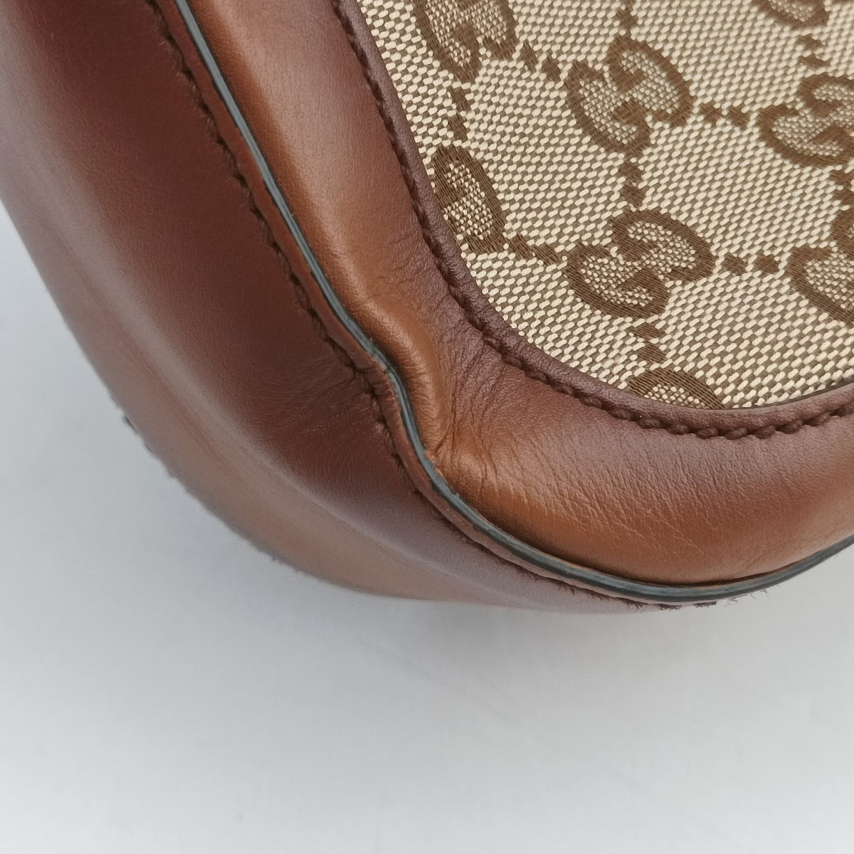 Pre-owned Gucci Horsebit Lady Web Beige×Brown Canvas×Leather 383848 shoulderbag | stylenewstar