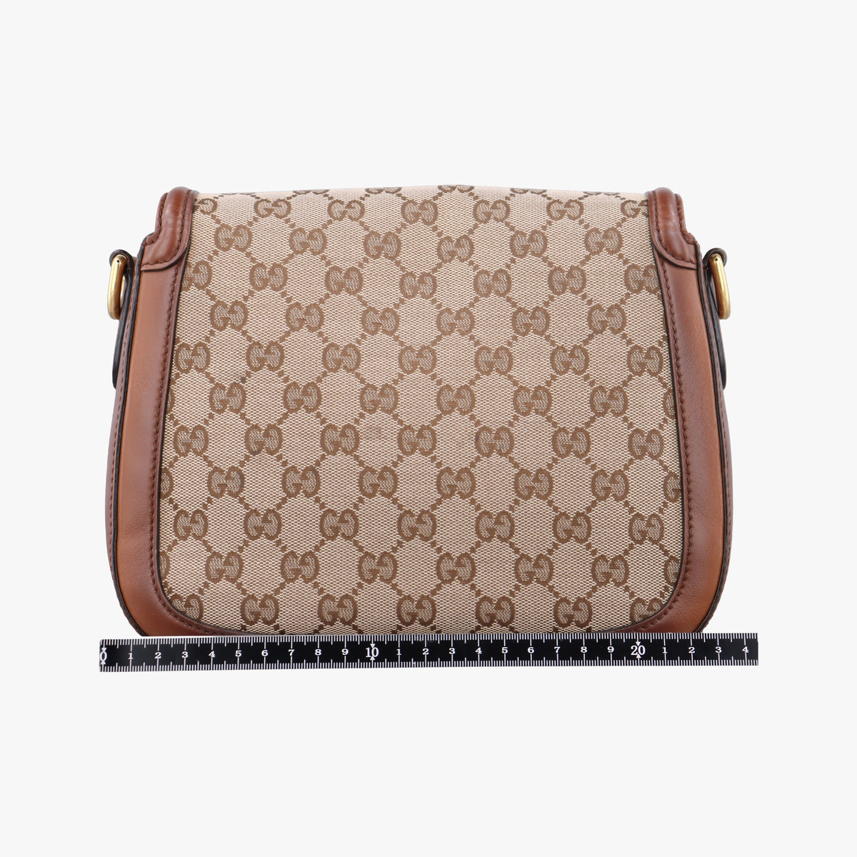 Pre-owned Gucci Horsebit Lady Web Beige×Brown Canvas×Leather 383848 shoulderbag | stylenewstar