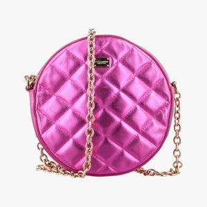 Pre-owned Dolce & Gabbana Round Quilted Pink Leather AP1449 shoulderbag | stylenewstar