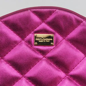Pre-owned Dolce & Gabbana Round Quilted Pink Leather AP1449 shoulderbag | stylenewstar