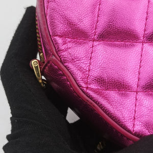 Pre-owned Dolce & Gabbana Round Quilted Pink Leather AP1449 shoulderbag | stylenewstar