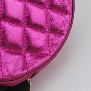 Pre-owned Dolce & Gabbana Round Quilted Pink Leather AP1449 shoulderbag | stylenewstar