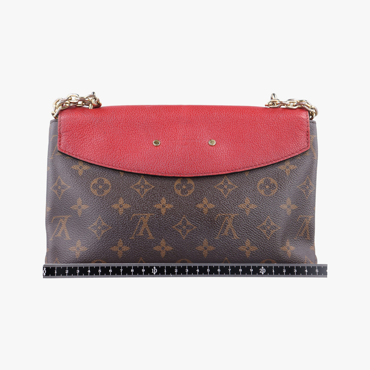 Secondhand Louis Vuitton SAINT PLACIDE brown×CERISE Monogram Canvas×calf leather M43713 shoulderbag | stylenewstar