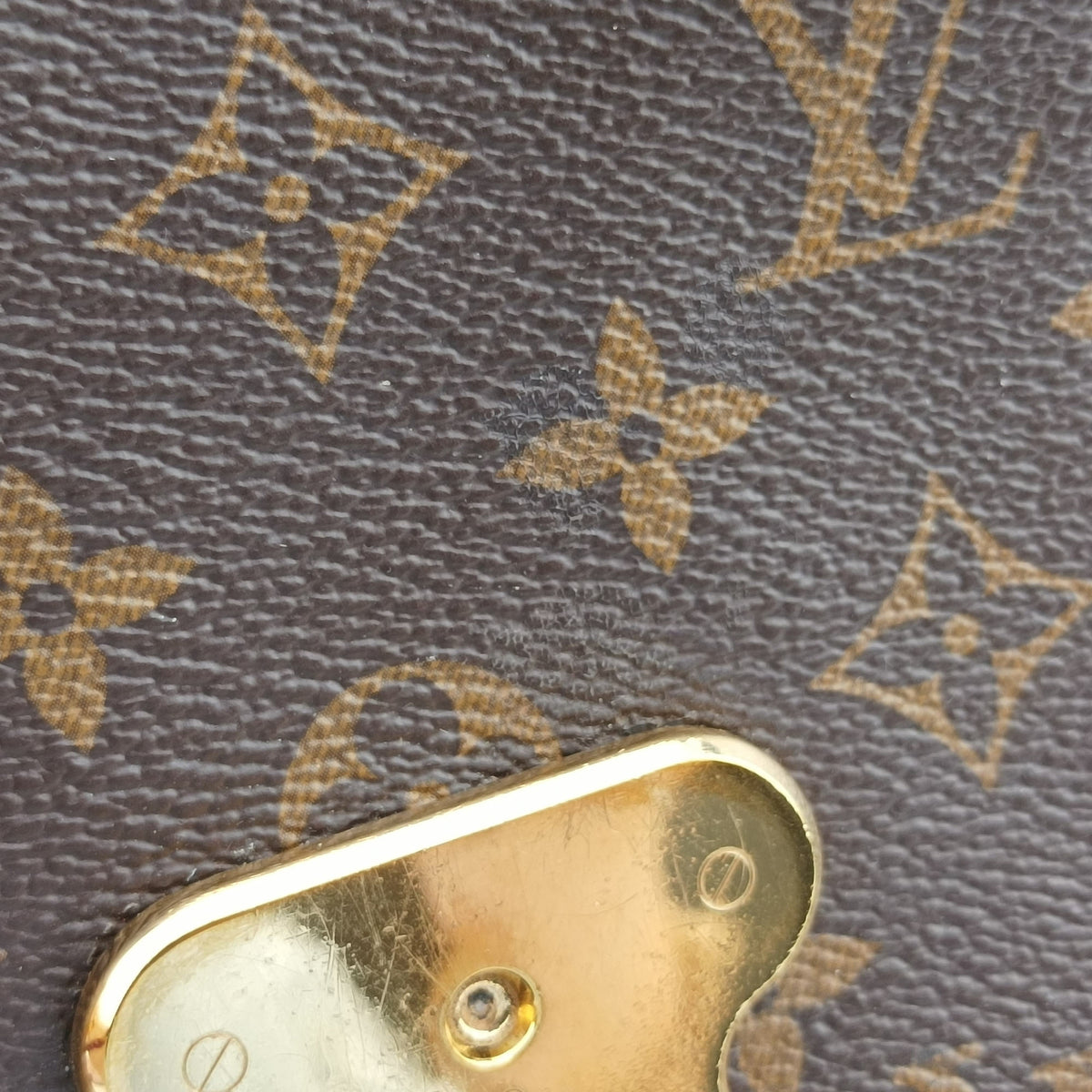 Secondhand Louis Vuitton SAINT PLACIDE brown×CERISE Monogram Canvas×calf leather M43713 shoulderbag | stylenewstar