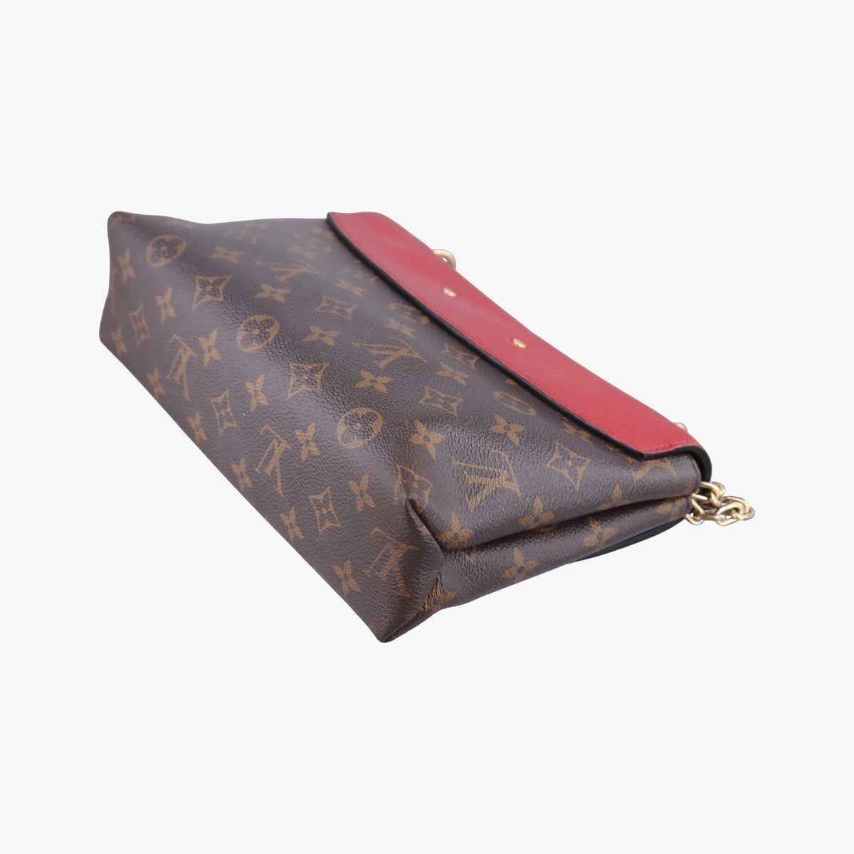 Secondhand Louis Vuitton SAINT PLACIDE brown×CERISE Monogram Canvas×calf leather M43713 shoulderbag | stylenewstar