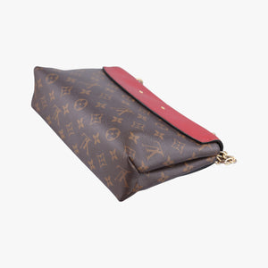 Secondhand Louis Vuitton SAINT PLACIDE brown×CERISE Monogram Canvas×calf leather M43713 shoulderbag | stylenewstar