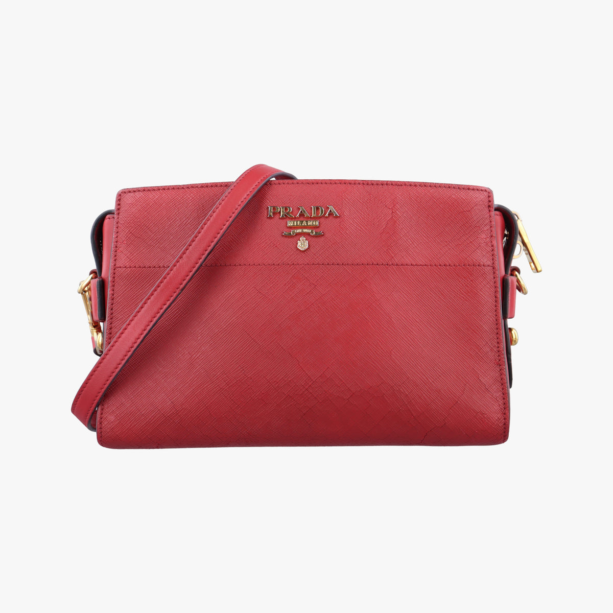 Pre-owned Prada Esplanade Red SAFFIANO Leather  shoulderbag | stylenewstar