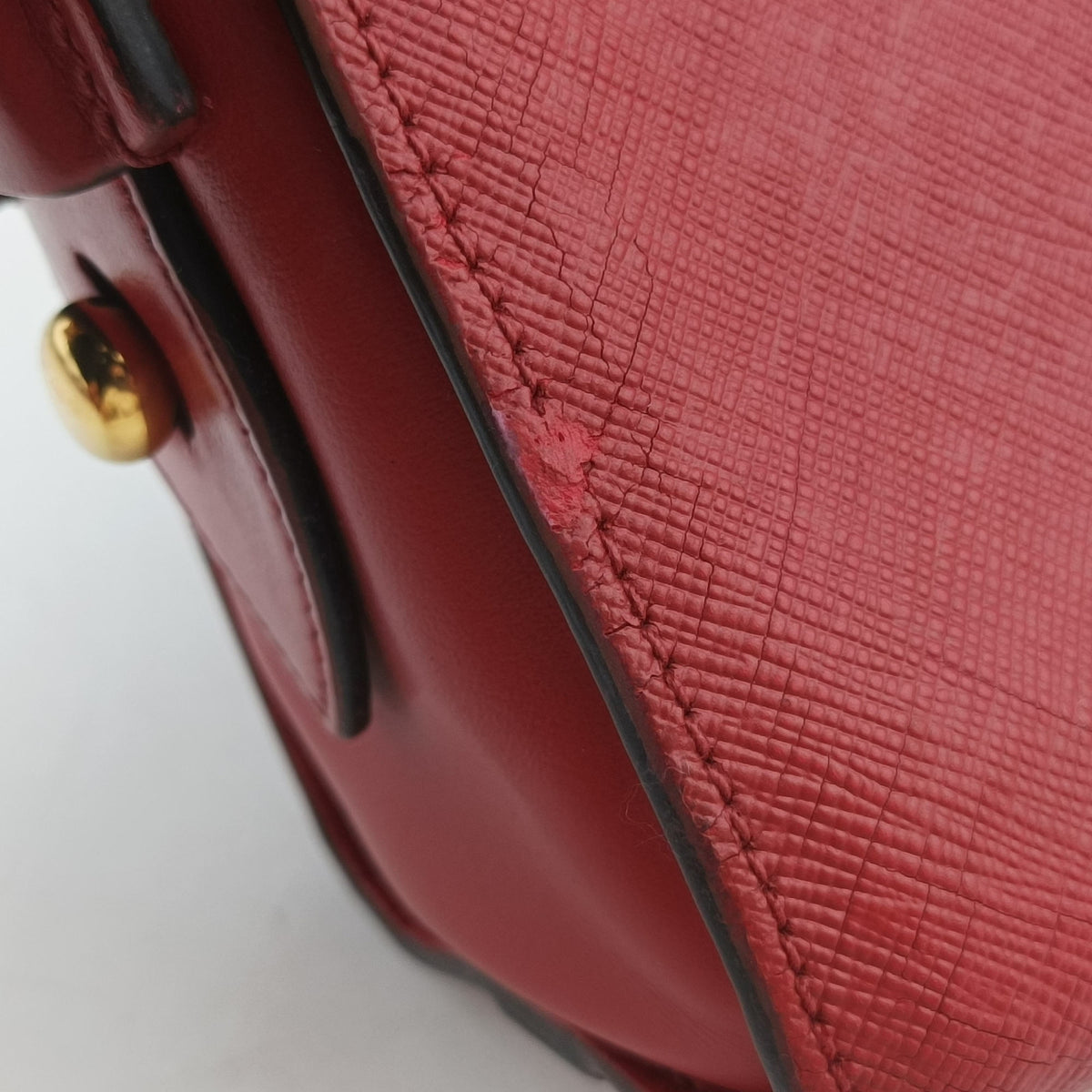 Pre-owned Prada Esplanade Red SAFFIANO Leather  shoulderbag | stylenewstar