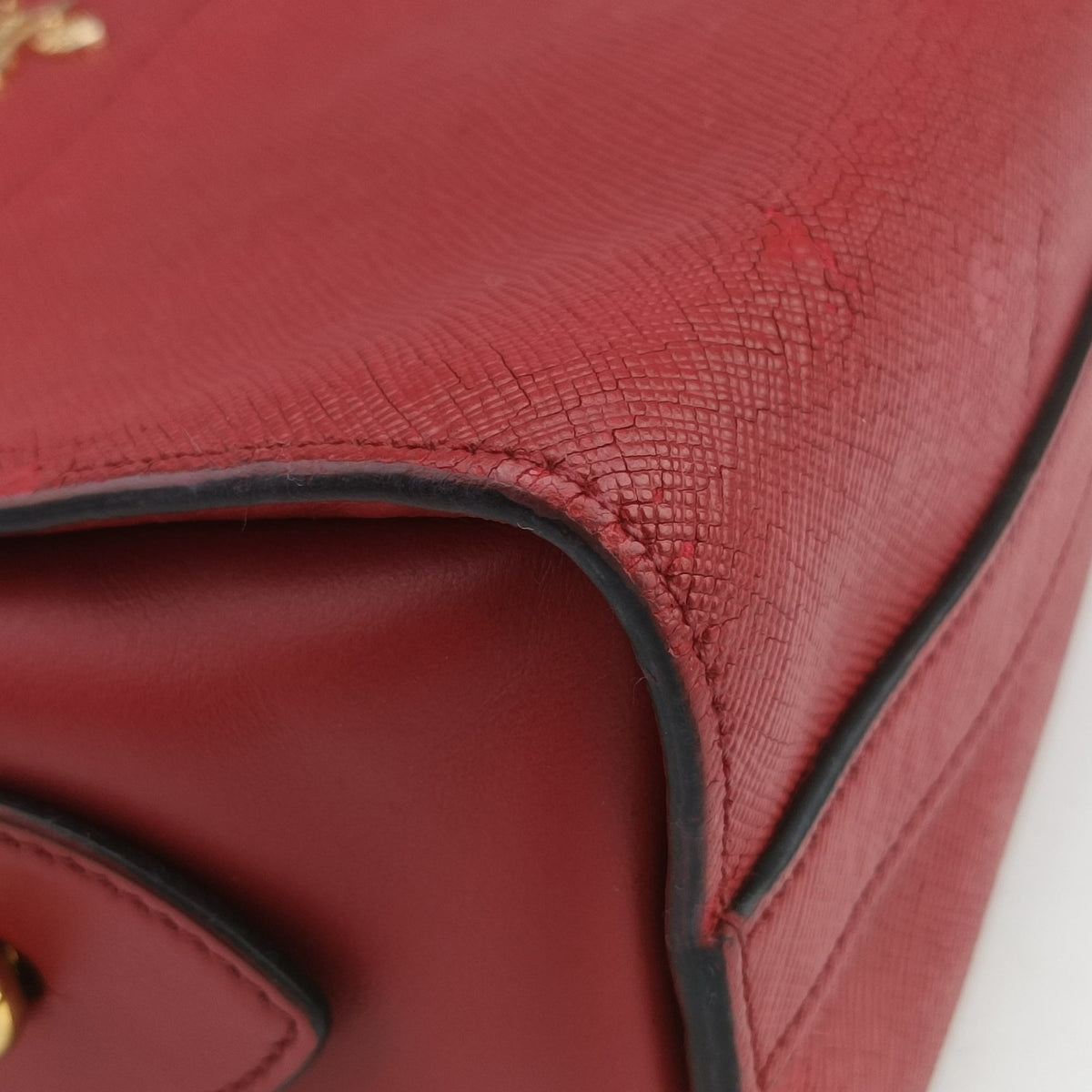 Pre-owned Prada Esplanade Red SAFFIANO Leather  shoulderbag | stylenewstar