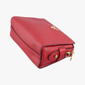 Pre-owned Prada Esplanade Red SAFFIANO Leather  shoulderbag | stylenewstar