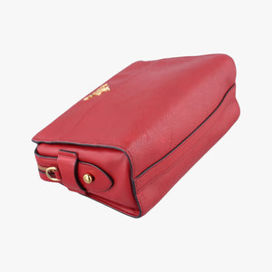 Pre-owned Prada Esplanade Red SAFFIANO Leather  shoulderbag | stylenewstar