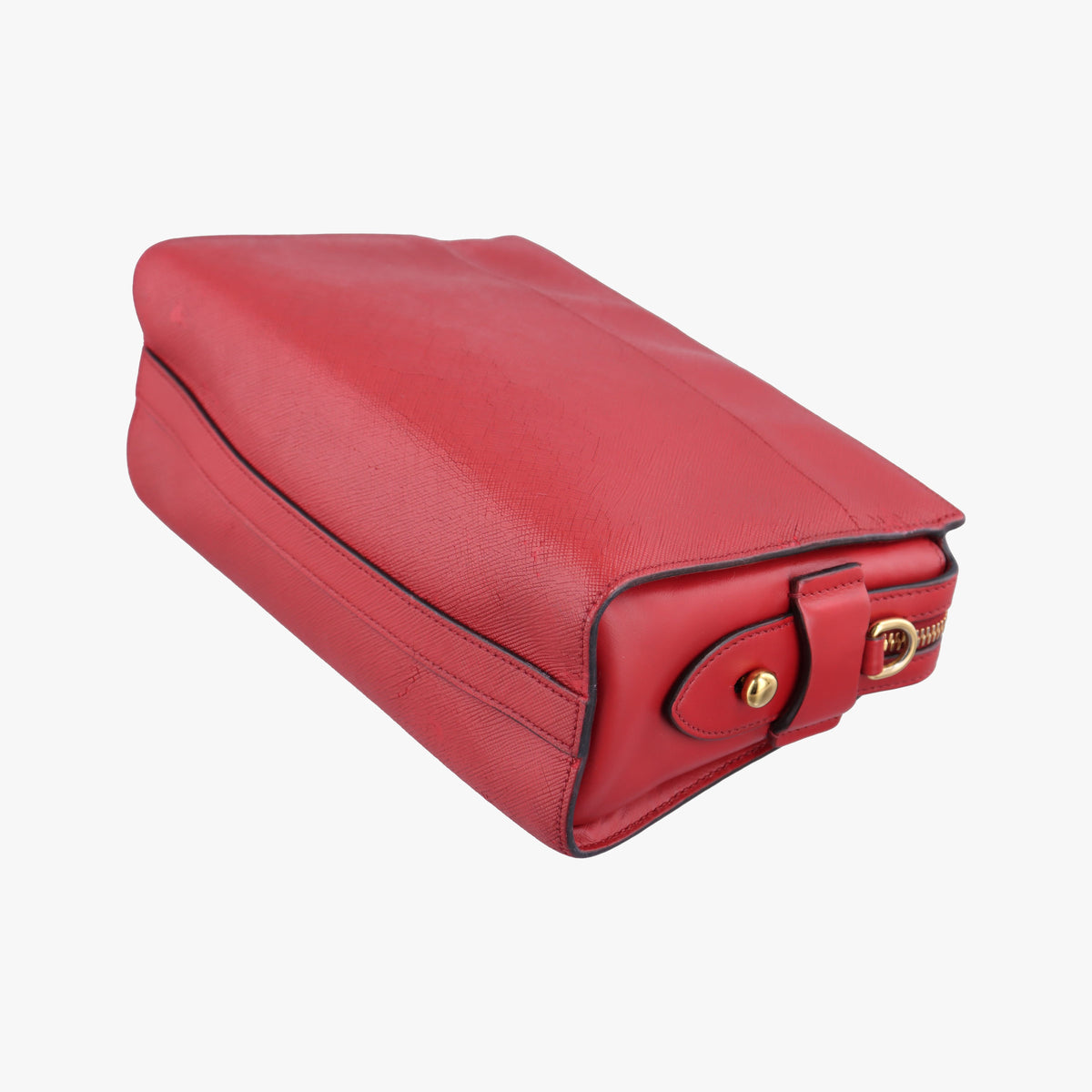 Pre-owned Prada Esplanade Red SAFFIANO Leather  shoulderbag | stylenewstar