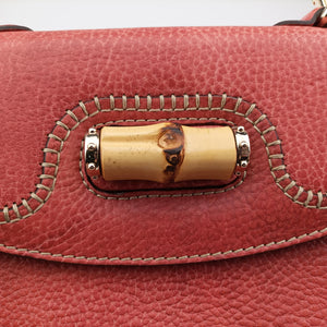 Pre-owned Gucci New Bamboo Red Leather 254884 shoulderbag | stylenewstar