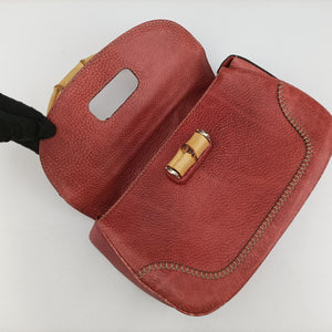 Pre-owned Gucci New Bamboo Red Leather 254884 shoulderbag | stylenewstar