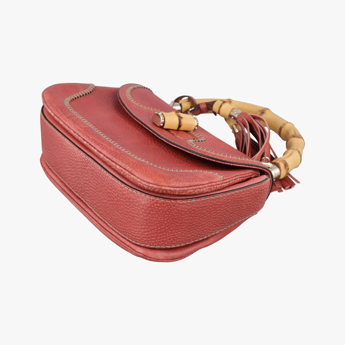Pre-owned Gucci New Bamboo Red Leather 254884 shoulderbag | stylenewstar