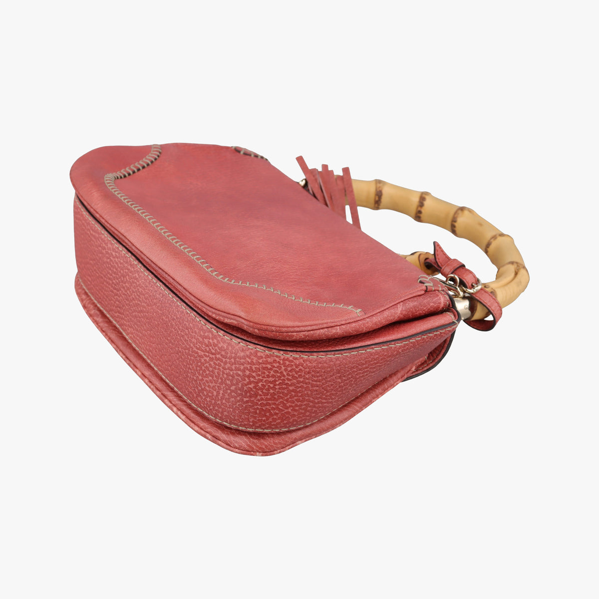 Pre-owned Gucci New Bamboo Red Leather 254884 shoulderbag | stylenewstar