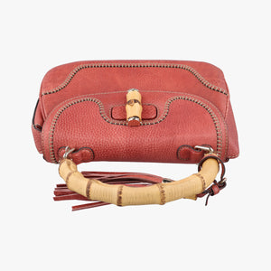 Pre-owned Gucci New Bamboo Red Leather 254884 shoulderbag | stylenewstar
