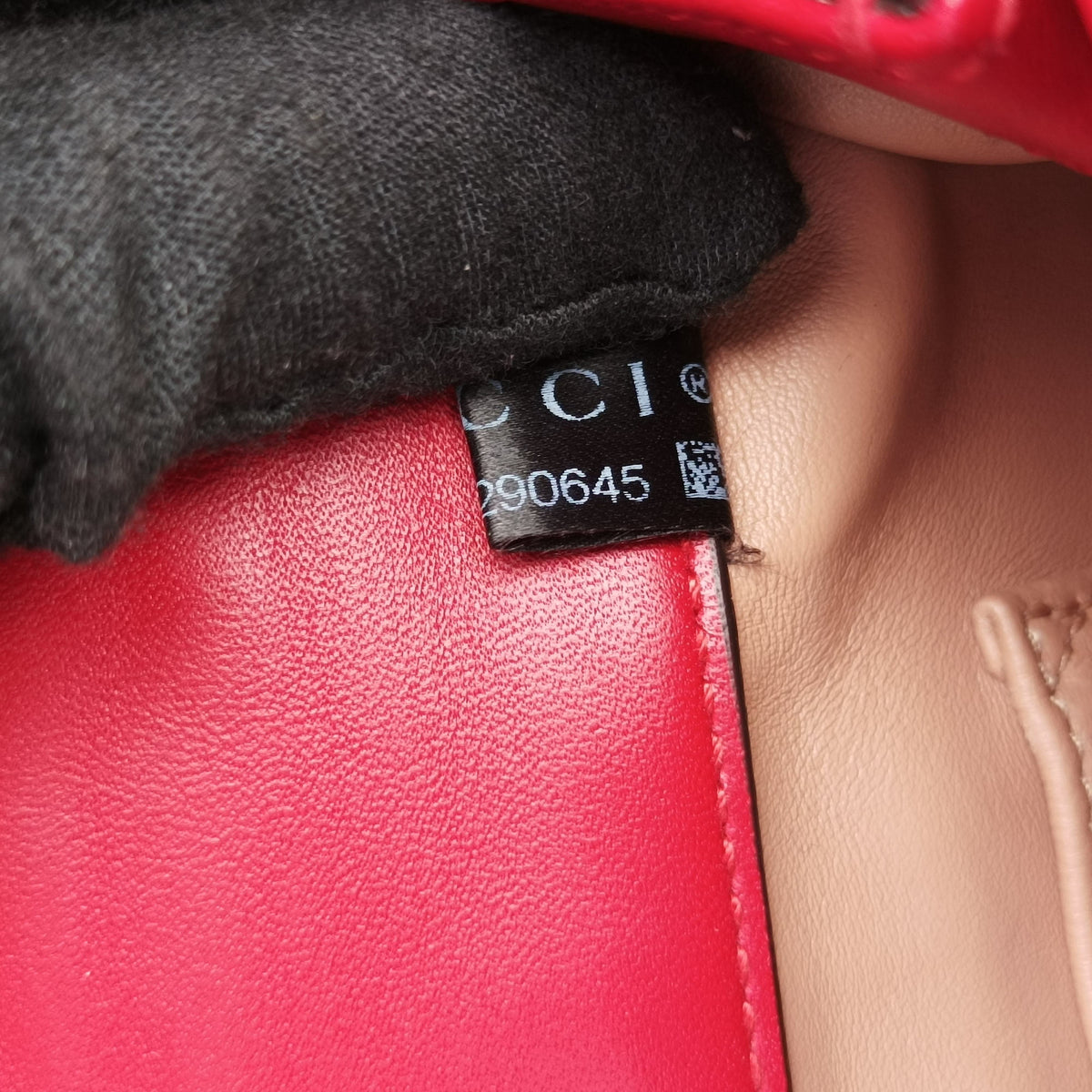 Pre-owned Gucci Broadway Pearl Bee Red Leather 453778 shoulderbag | stylenewstar