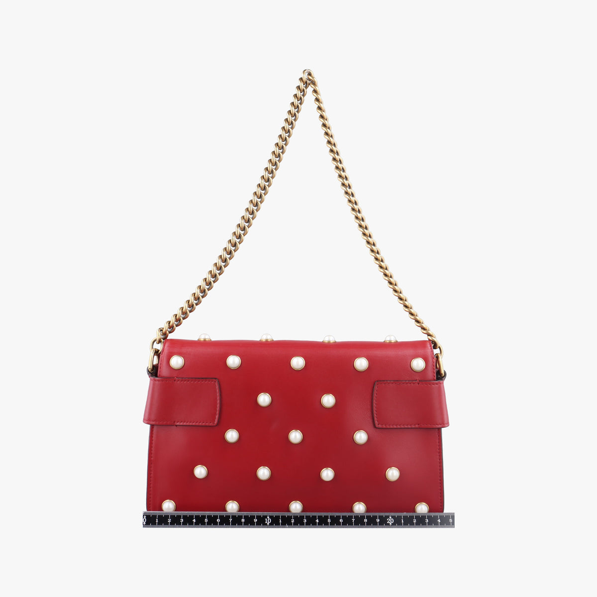 Pre-owned Gucci Broadway Pearl Bee Red Leather 453778 shoulderbag | stylenewstar