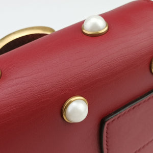 Pre-owned Gucci Broadway Pearl Bee Red Leather 453778 shoulderbag | stylenewstar
