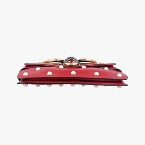 Pre-owned Gucci Broadway Pearl Bee Red Leather 453778 shoulderbag | stylenewstar