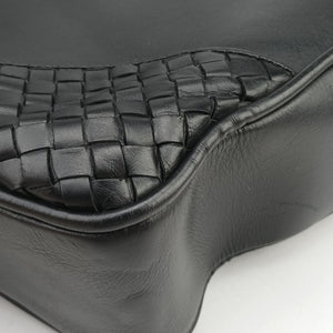 Pre-owned Bottega Veneta Intrecciato Black Lambskin  shoulderbag | stylenewstar