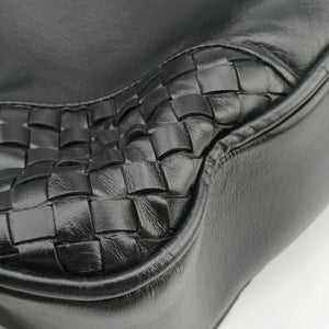 Pre-owned Bottega Veneta Intrecciato Black Lambskin  shoulderbag | stylenewstar
