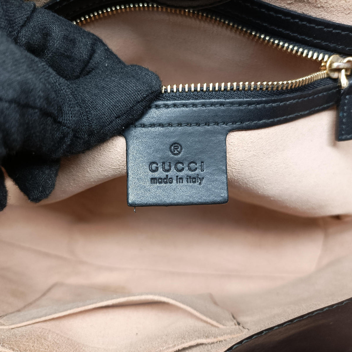 Pre-owned Gucci GG Supreme Bee Black× Beige PVC coated canvas×leather 473887 handbag | stylenewstar