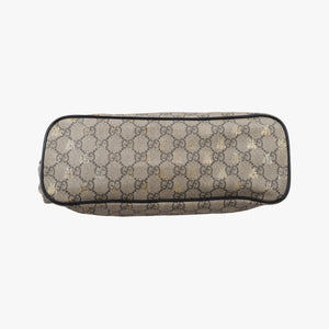 Pre-owned Gucci GG Supreme Bee Black× Beige PVC coated canvas×leather 473887 handbag | stylenewstar