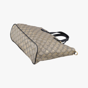Pre-owned Gucci GG Supreme Bee Black× Beige PVC coated canvas×leather 473887 handbag | stylenewstar