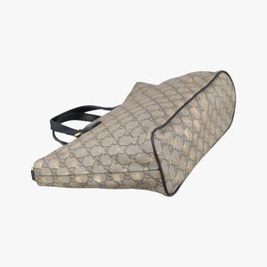 Pre-owned Gucci GG Supreme Bee Black× Beige PVC coated canvas×leather 473887 handbag | stylenewstar