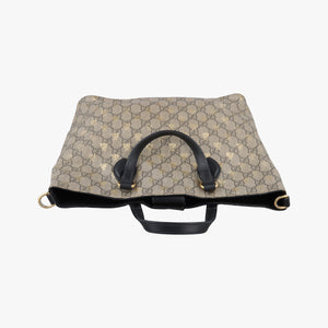Pre-owned Gucci GG Supreme Bee Black× Beige PVC coated canvas×leather 473887 handbag | stylenewstar