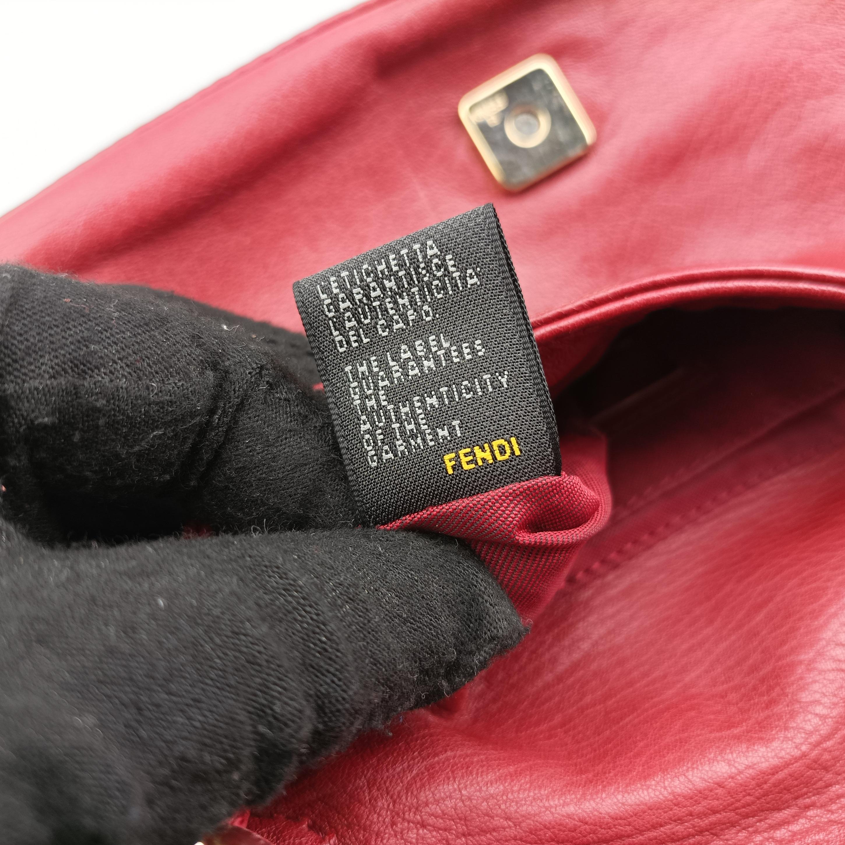 Secondhand Fendi Baguette Red Leather 8BR180 handbag | stylenewstar