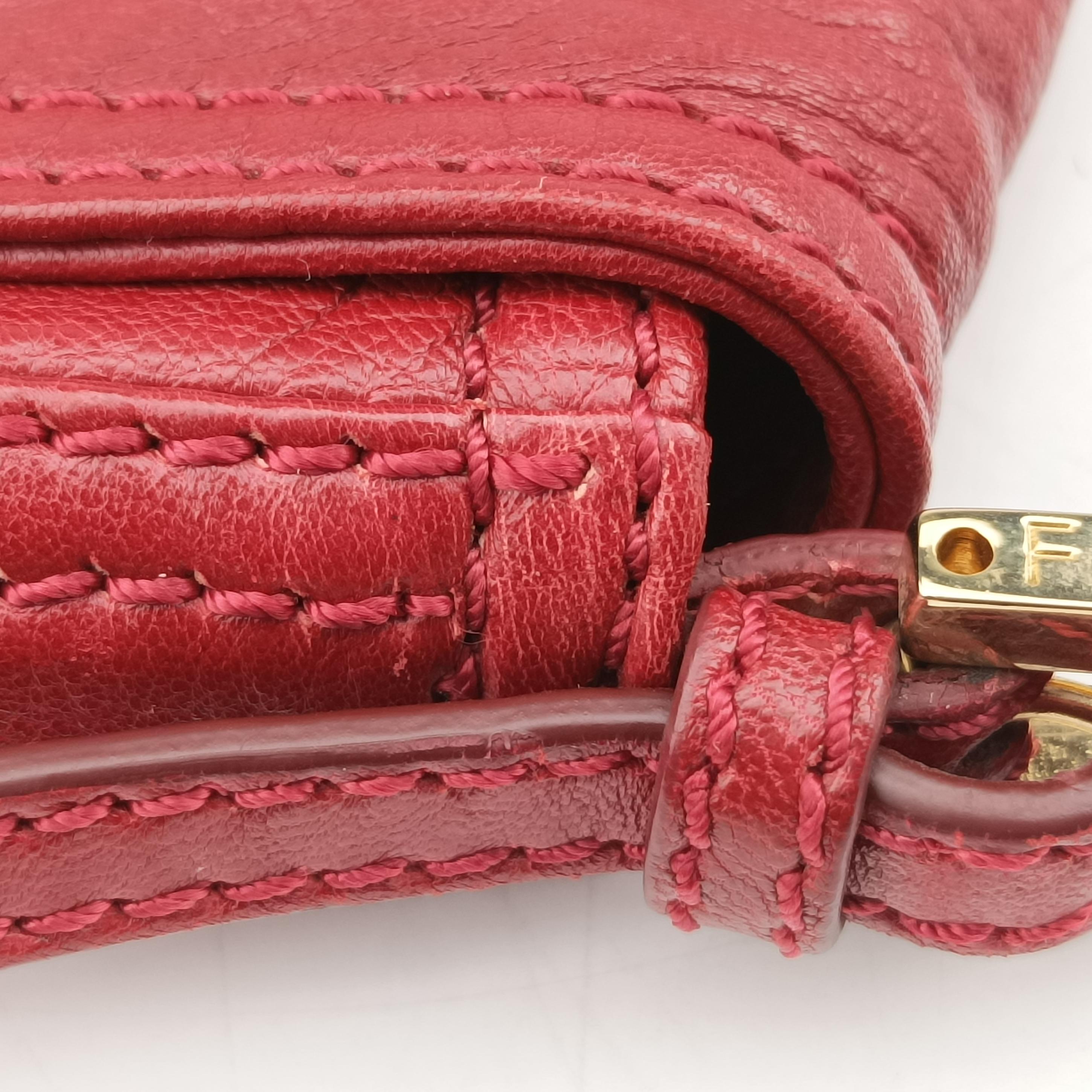 Secondhand Fendi Baguette Red Leather 8BR180 handbag | stylenewstar
