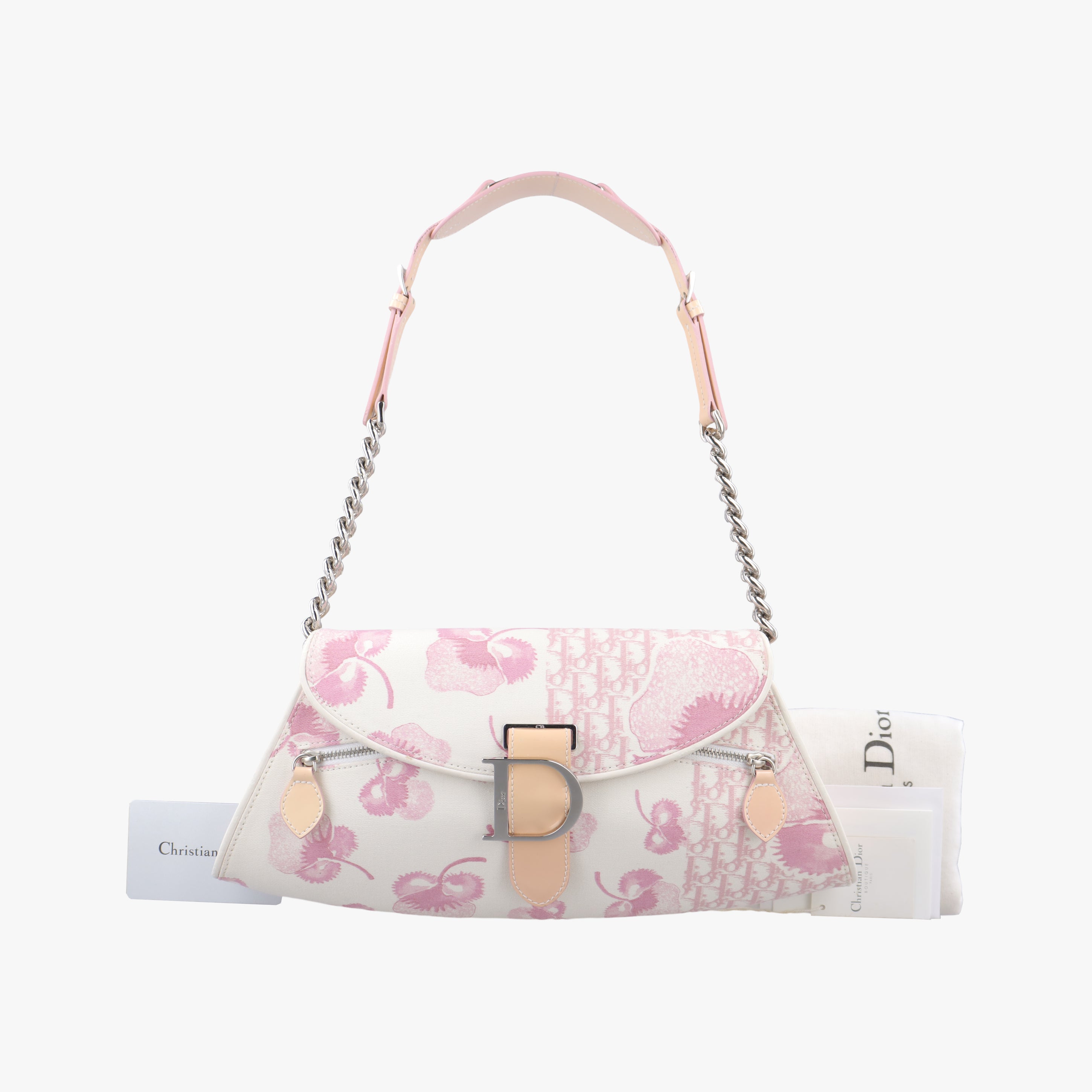 Pre-owned Christian Dior Logogram Ivory x Pink x Multicolor canvas  shoulderbag | stylenewstar