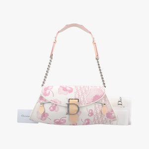 Pre-owned Christian Dior Logogram Ivory x Pink x Multicolor canvas  shoulderbag | stylenewstar
