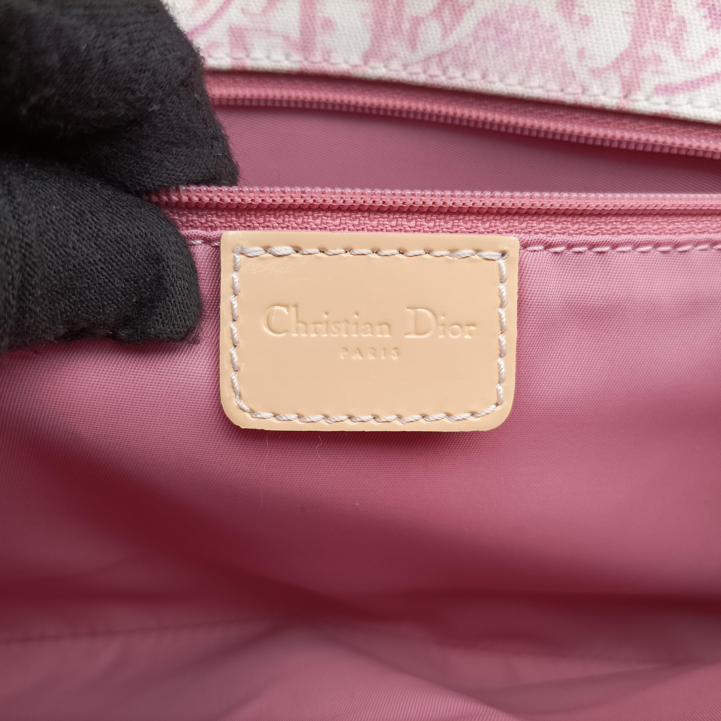 Pre-owned Christian Dior Logogram Ivory x Pink x Multicolor canvas  shoulderbag | stylenewstar