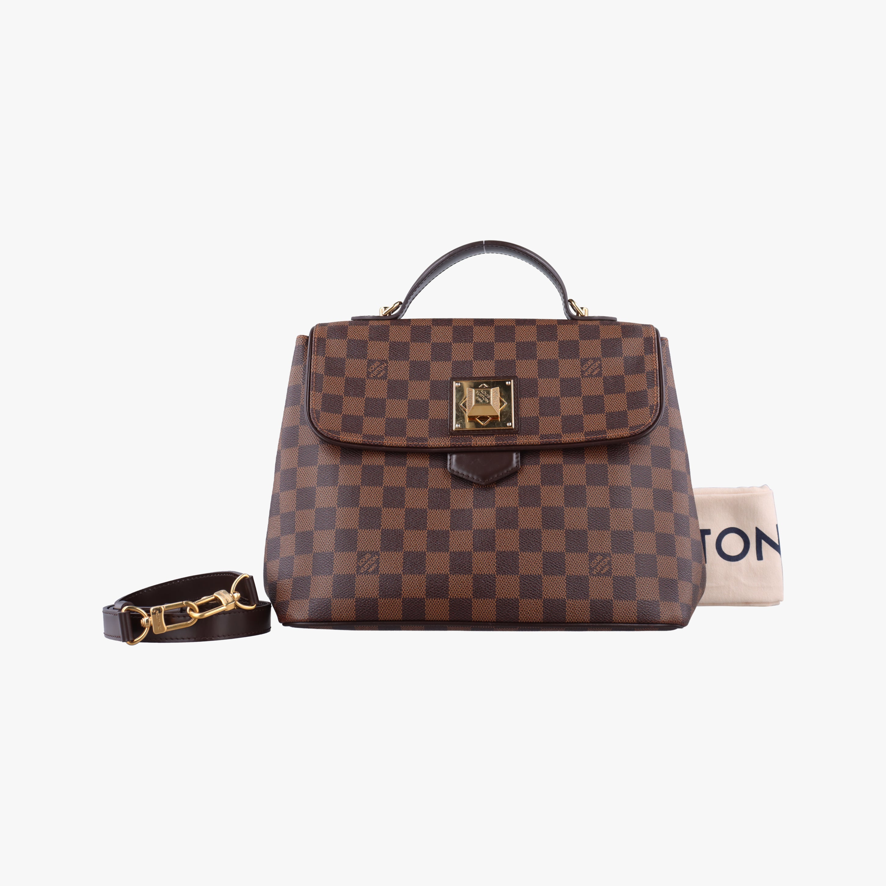 Pre-owned Louis Vuitton BERGAMO MM EBENE Damier Canvas N41168 shoulderbag | stylenewstar