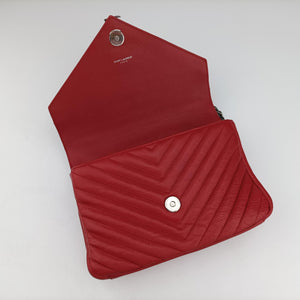 Pre-owned Yves Saint Laurent COLLEGE Red Leather 428056 shoulderbag | stylenewstar