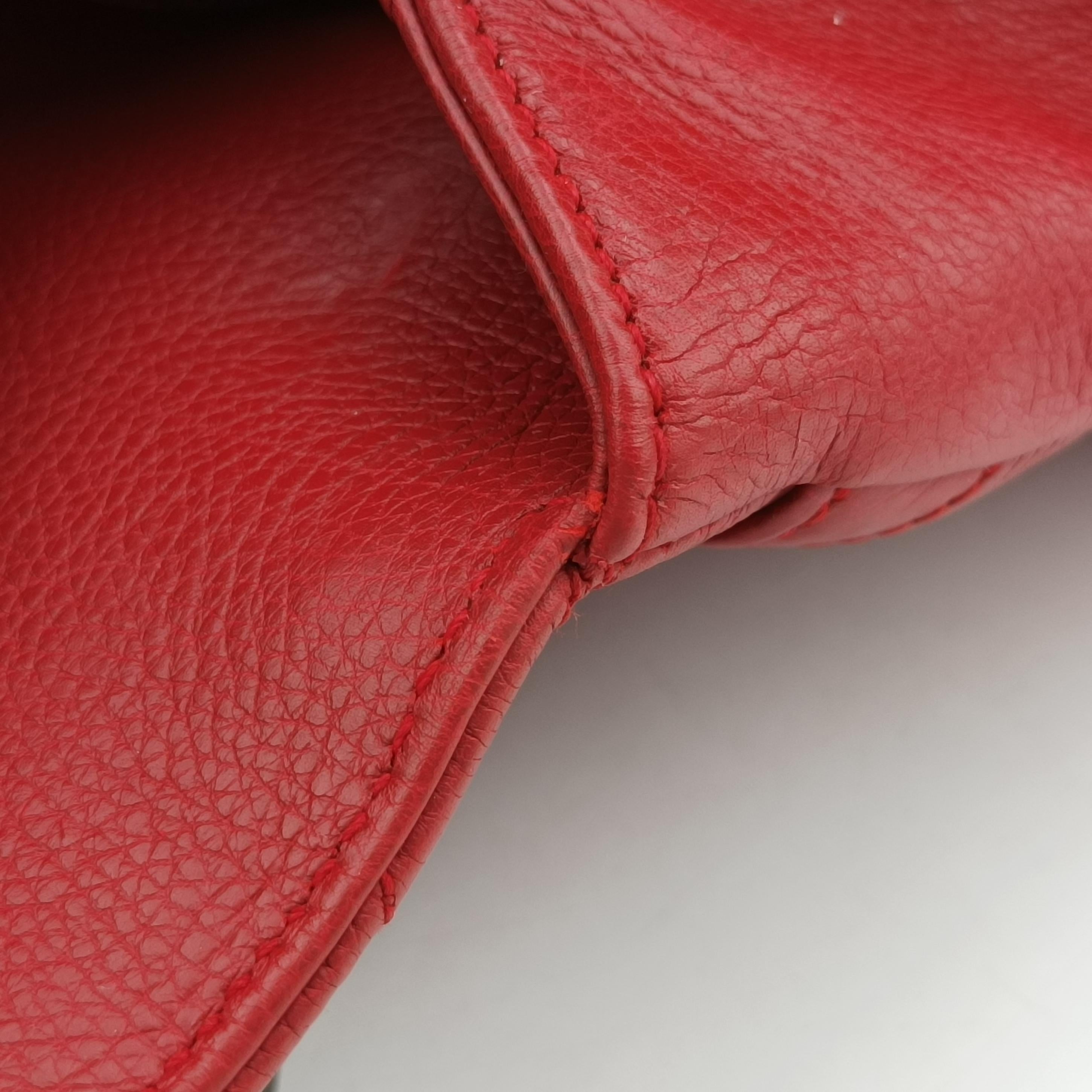 Pre-owned Yves Saint Laurent COLLEGE Red Leather 428056 shoulderbag | stylenewstar