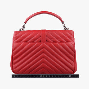 Pre-owned Yves Saint Laurent COLLEGE Red Leather 428056 shoulderbag | stylenewstar