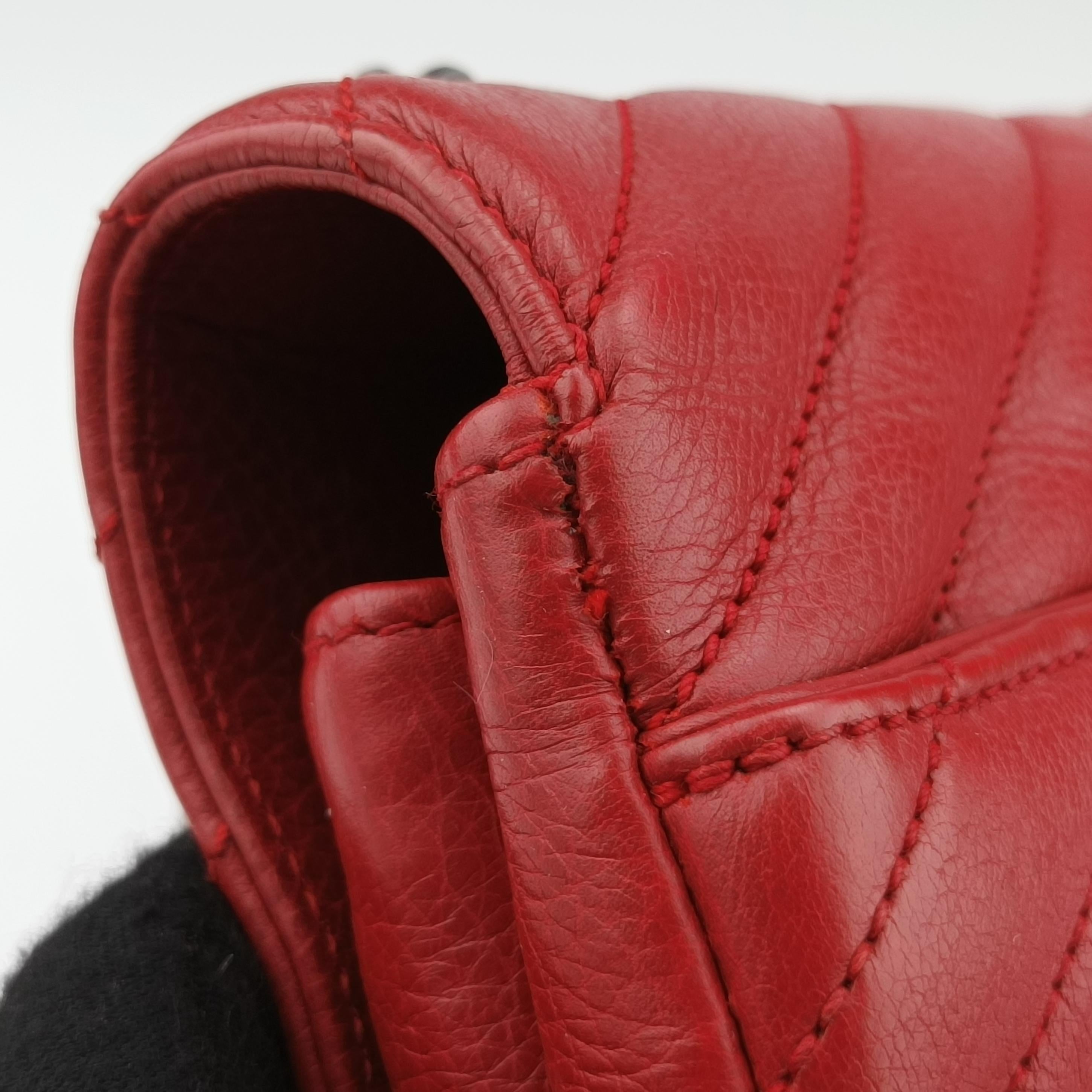 Pre-owned Yves Saint Laurent COLLEGE Red Leather 428056 shoulderbag | stylenewstar