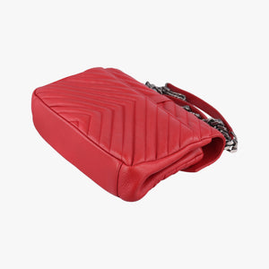 Pre-owned Yves Saint Laurent COLLEGE Red Leather 428056 shoulderbag | stylenewstar